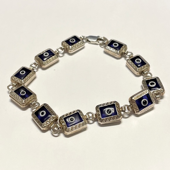 925 Silver Unique Evil Eye Bracelet - Picture 10 of 14